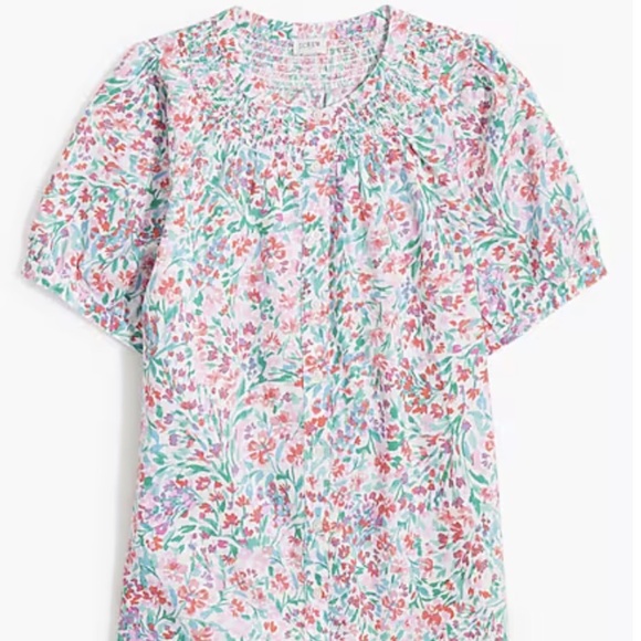 J Crew Factory Linen-blend short-sleeve smock top White Bright Spearmint 3X - Picture 1 of 10